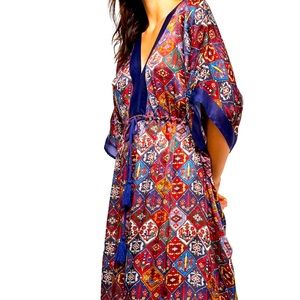 FREE PEOPLE Behati 100% Silk Print Kaftan